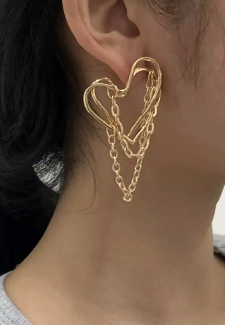Heart-Shaped Chain Earrings A21032414GD