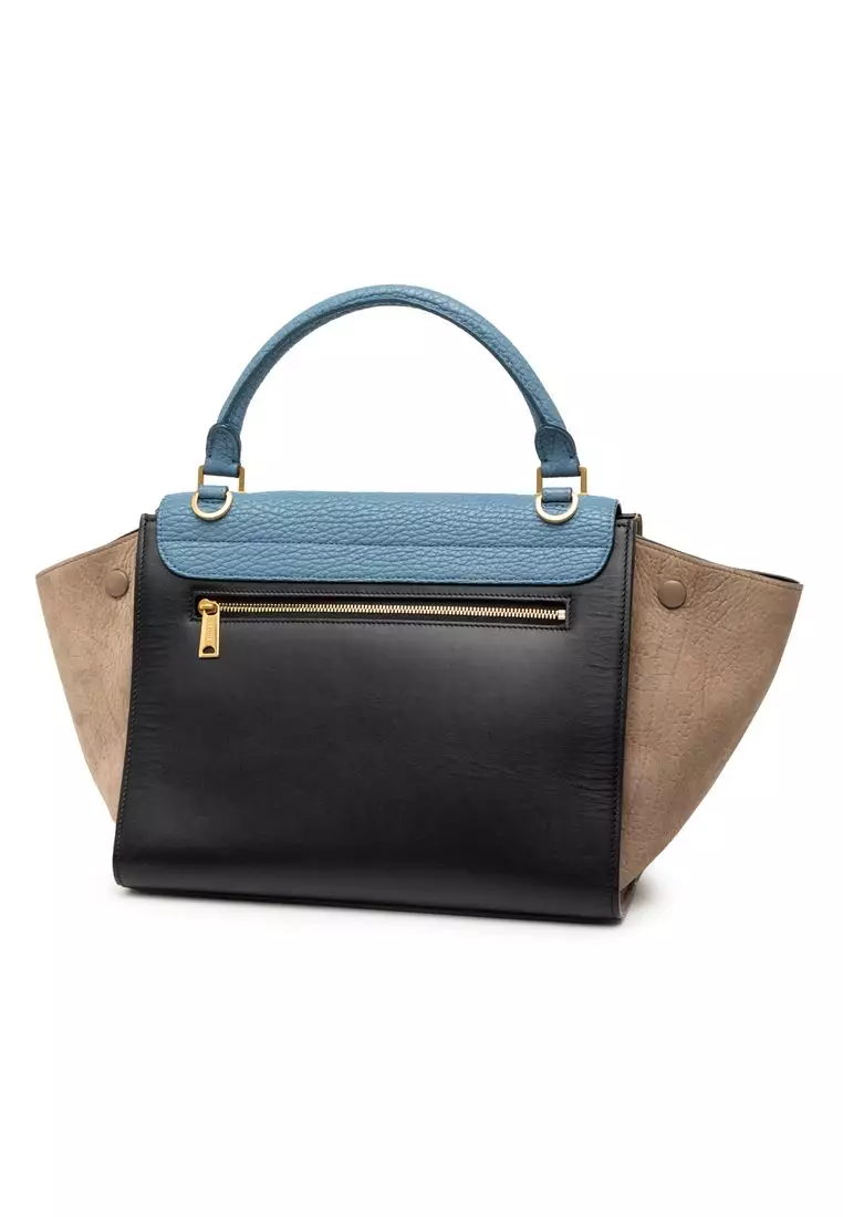 Pre-Loved Celine Small Tricolor Leather Trapeze Satchel