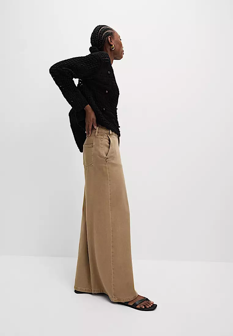 Cotton Blend Open Stitch Relaxed Cropped Jumper
