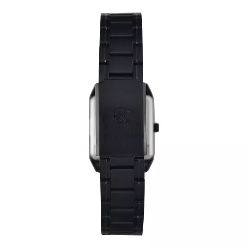 Jam Tangan Couple Alexandre Christie Primo Steel AC 1038 BIPDG Tank Couple Black Dial Black Stainless Steel Strap