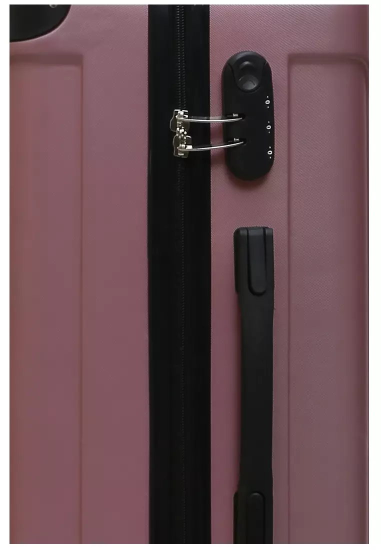 Austin Koper Hardcase Unisex Size 24 Inch Suitcase Combination Lock Large Compartment Material ABS+PVC Coated ORIGINAL - Pink