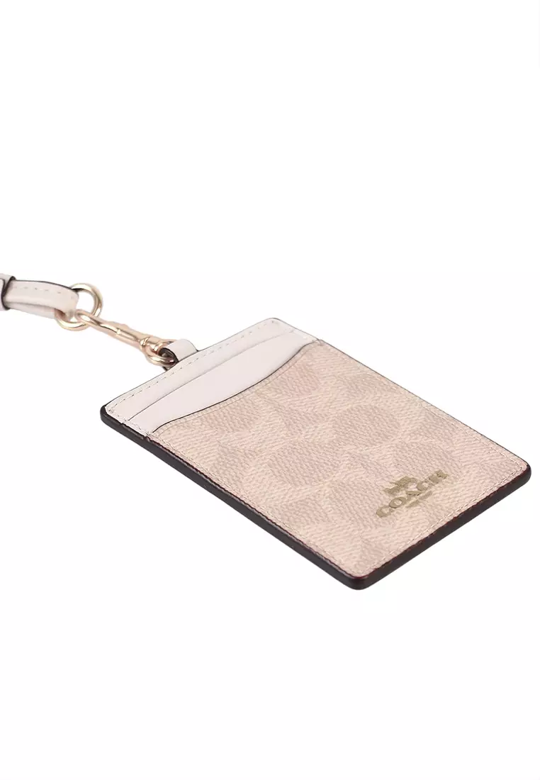 ID Lanyard In Signature Canvas - Sand/White