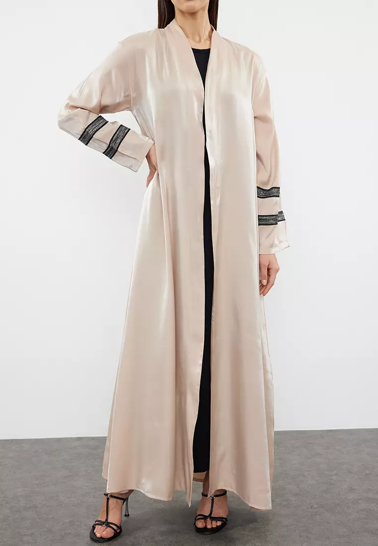 Shiny Long Abaya with Embroidery
