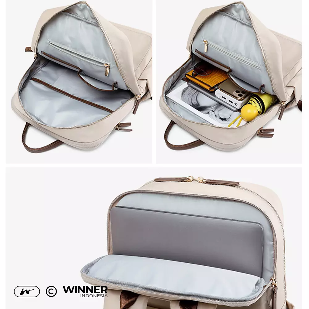 WINNER Tas Ransel Laptop 14 inch Premium Oxford Anti-Air Backpack Korean Style (T14-002) Warna Hitam-14-inch