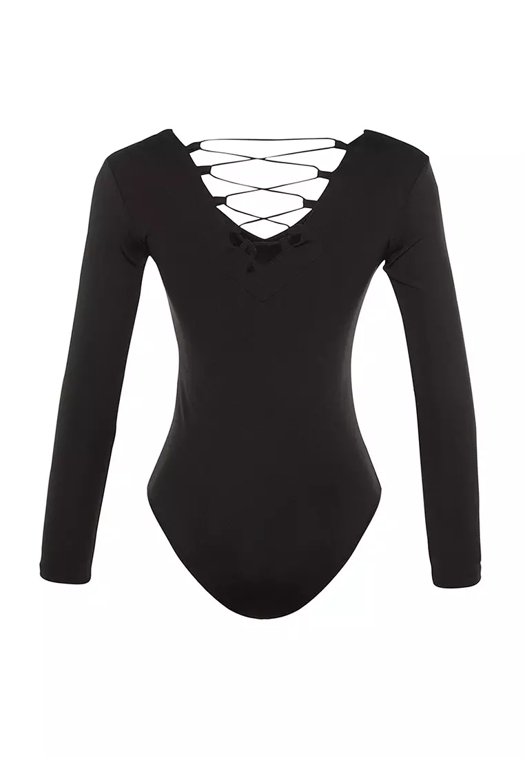 KOEMCY Body Donna Sexy Bodysuit Elegante Intimo Tinta Unita Spalla
