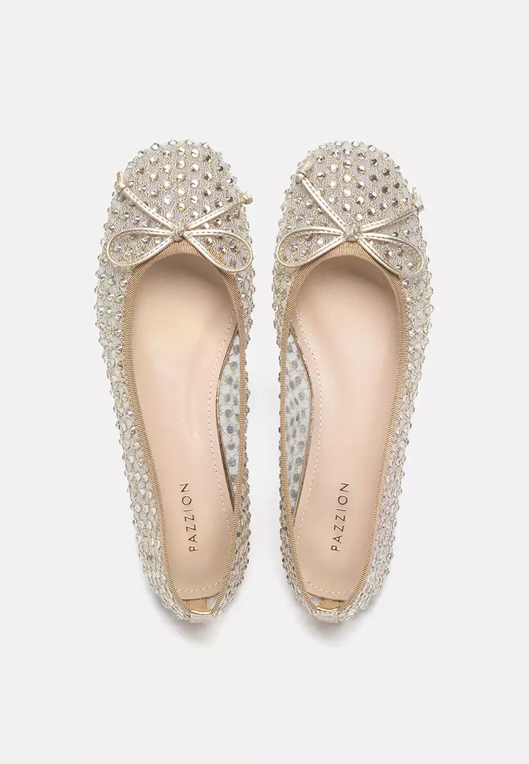 Orlise Crystal Embellished Bow Flats