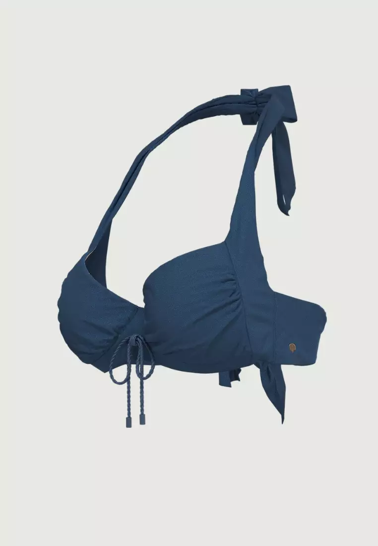 Waterlily Shines Penny Blue Tie Front Halter Top