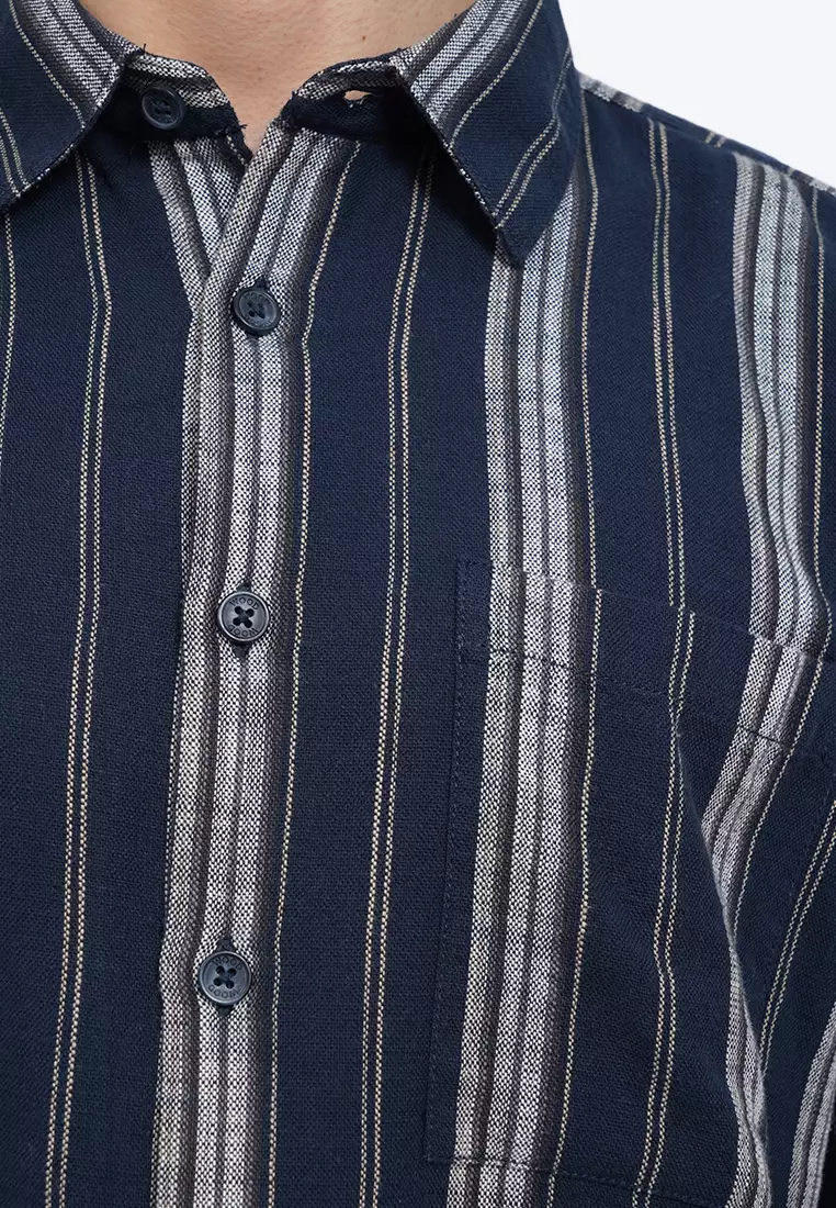 Relaxed Fit Short Sleeve Stripes Shirt