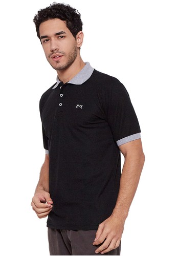black and grey polo shirt
