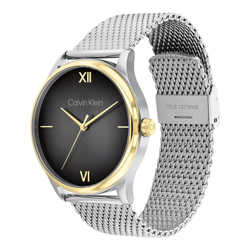 Jam Tangan Pria Calvin Klein Ascend 25200452 Men Black Dial Mesh Strap