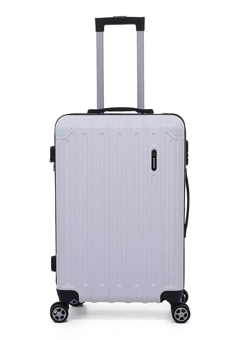 Isvara Tas Koper Hardcase Unisex One Set Suitcase Number Code Combination Lock Large Compartment Material ABS+PVC Coated ORIGINAL - White