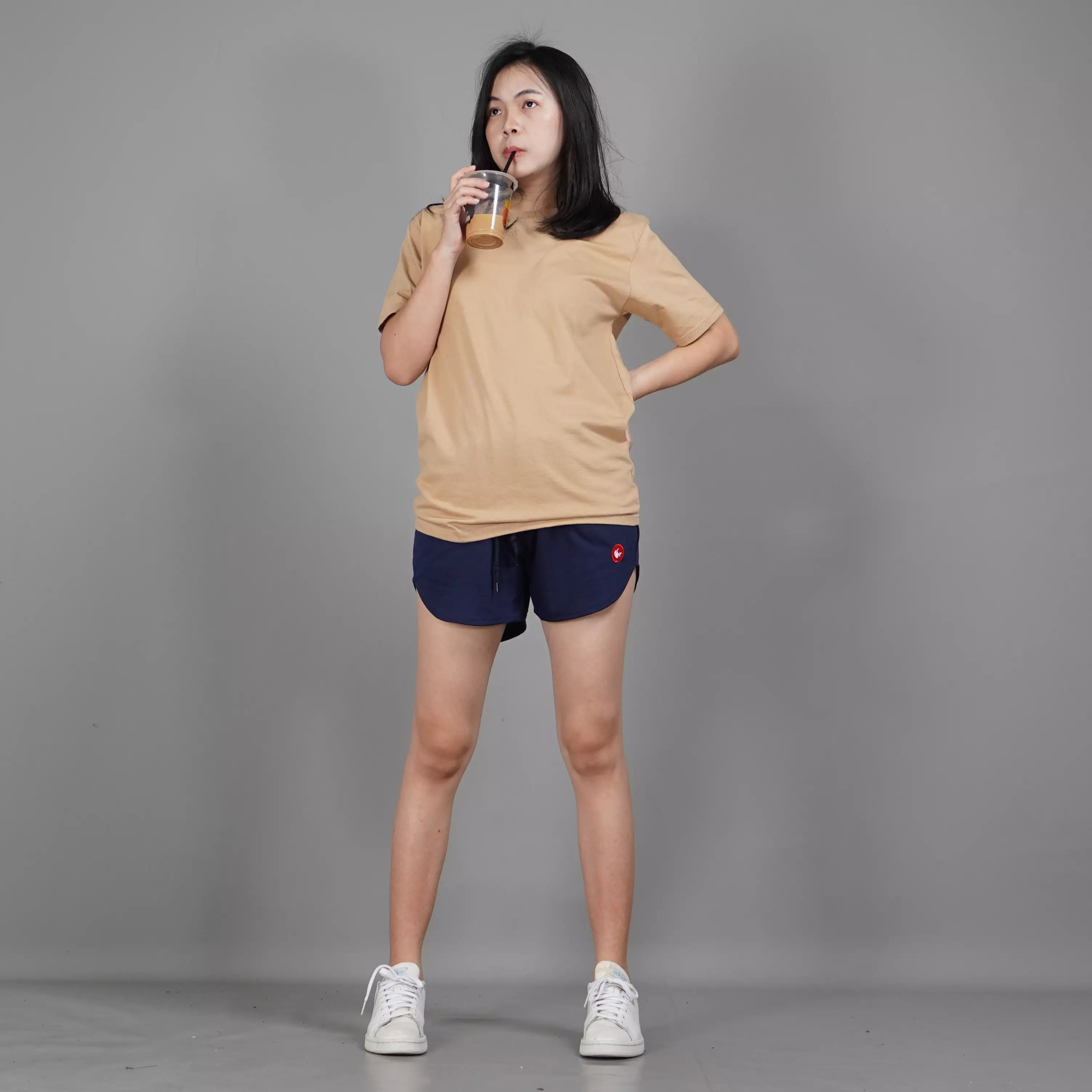  UNILO Size S-BIG Kaos Polos Wanita Lengan Pendek Short Sleeve TShirt - Latte