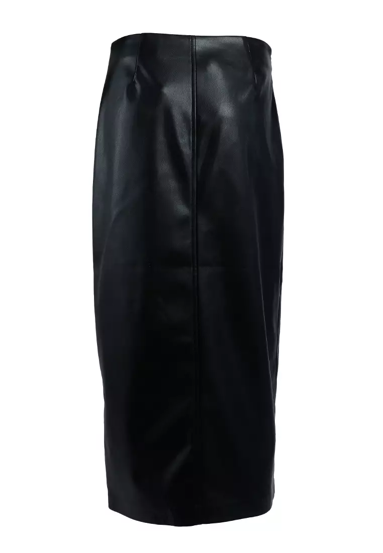 Black Slit Midi Skirt
