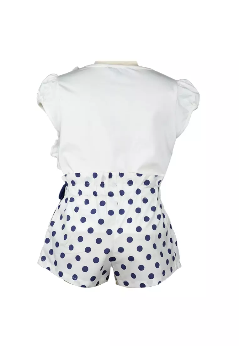 Eunice White Tops And Navy Polka Dots Short
