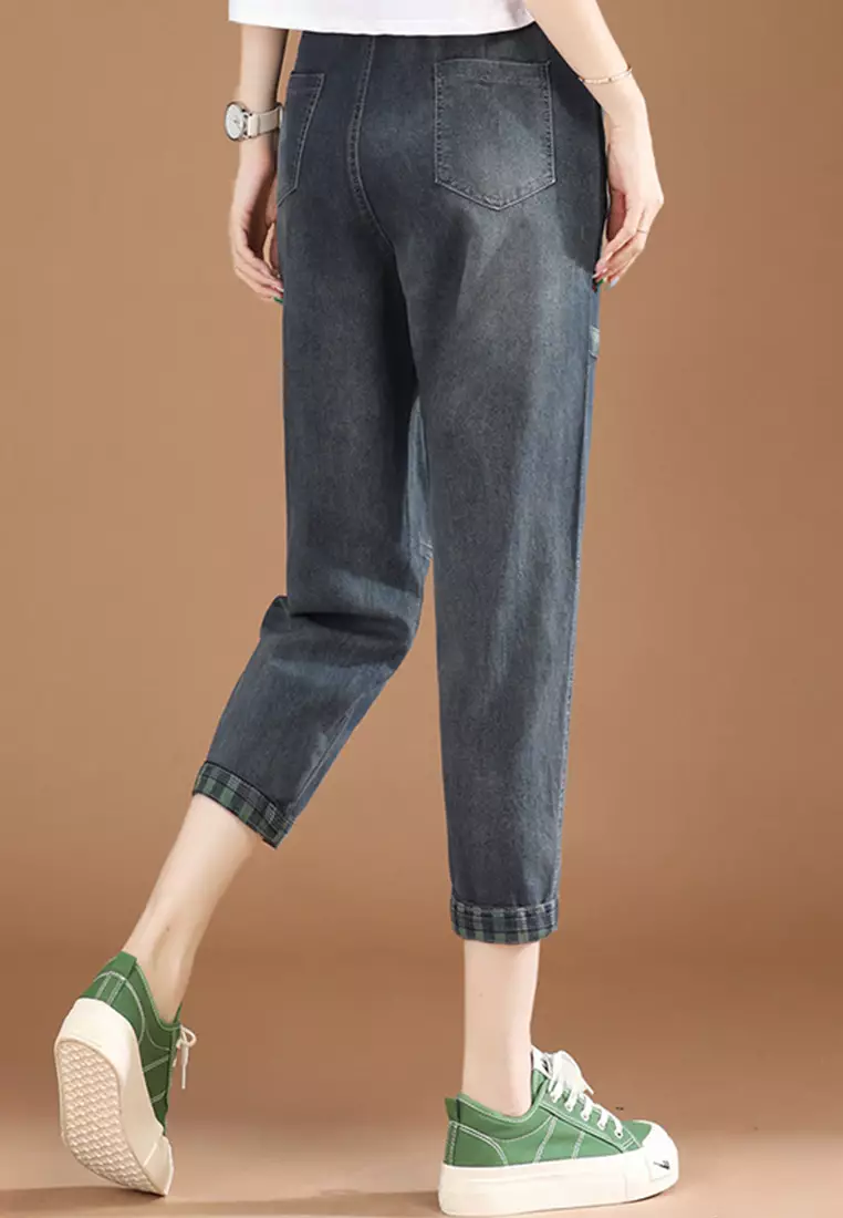 Elastic Waist Fashion Jeans