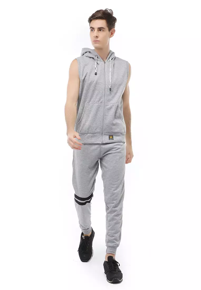 Clover Jacket Pria Rompi Zipper Polos Material Fleece ORIGINAL - Light Grey