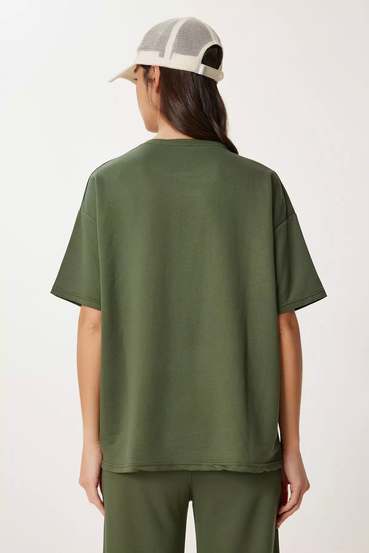 Women's Khaki Crew Neck Knitted Bottom-Top Suit Zv00293