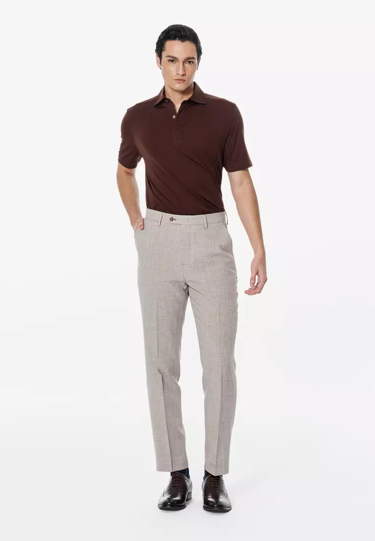 焦糖棕八字領POLO衫