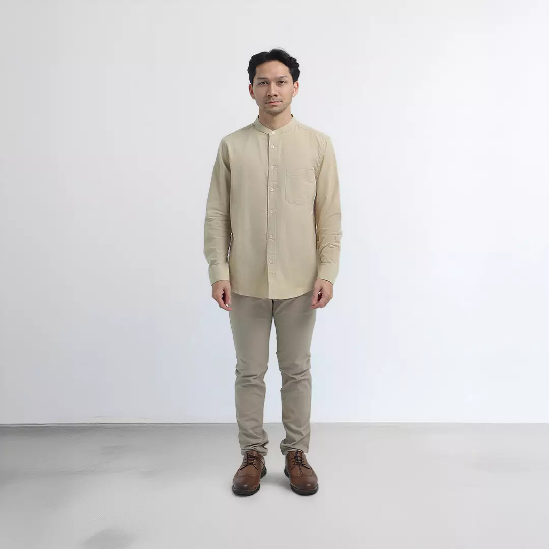 Platini Kemeja Pria Koko Shanghai Panjang Katun Beige 22065.28