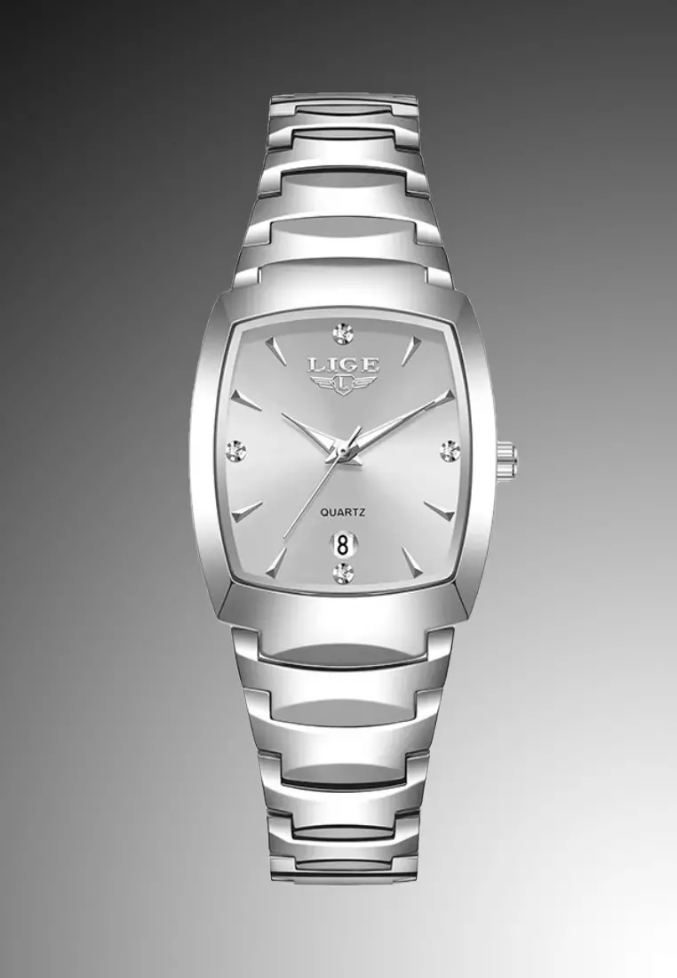 Unisex Alloy Quartz Watch, 41x31mm, Silver Dial, Stainless Steel Bracelet