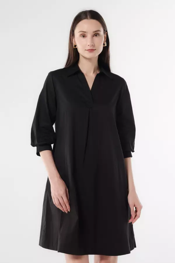 MINIMAL - Oussa - Dress Lengan Balon - Black Colour Black