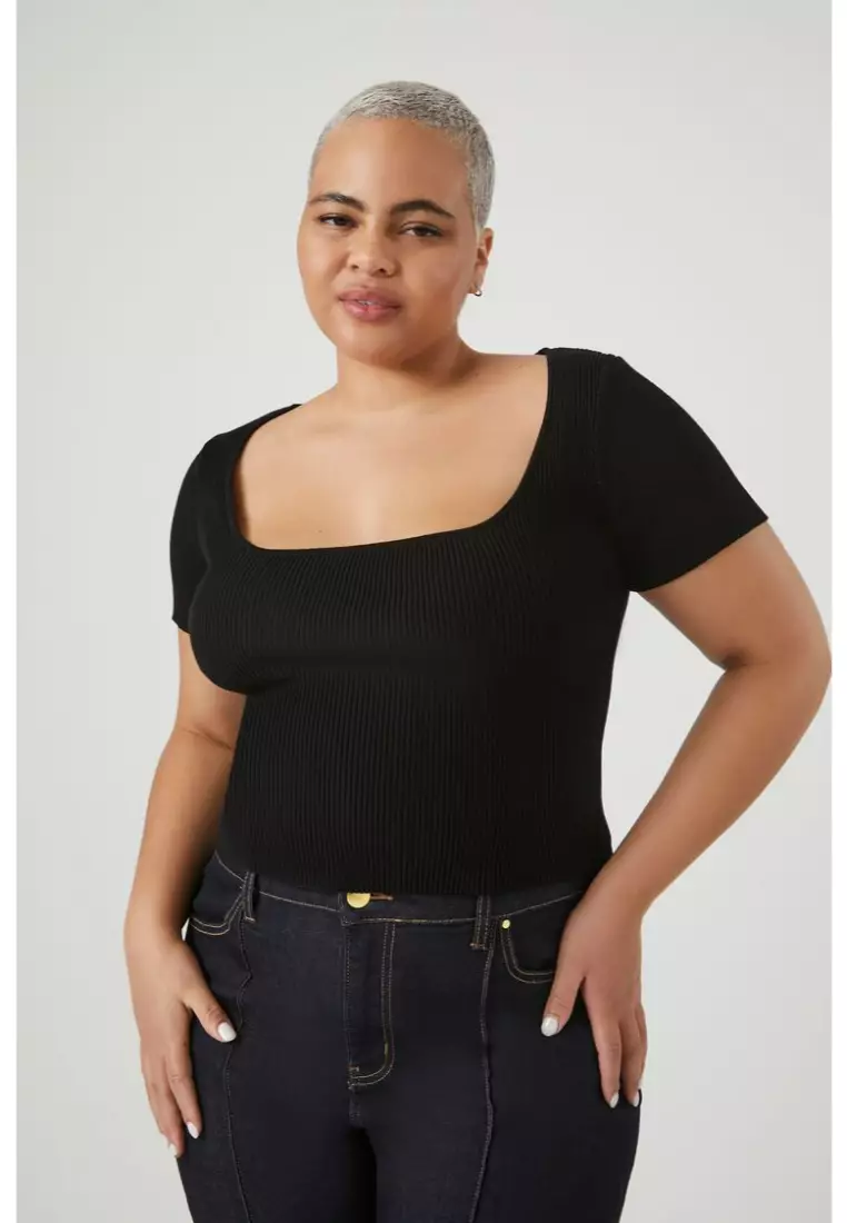 Buy FOREVER 21 Plus Size Ribbed Sweater Knit Tee 2024 Online