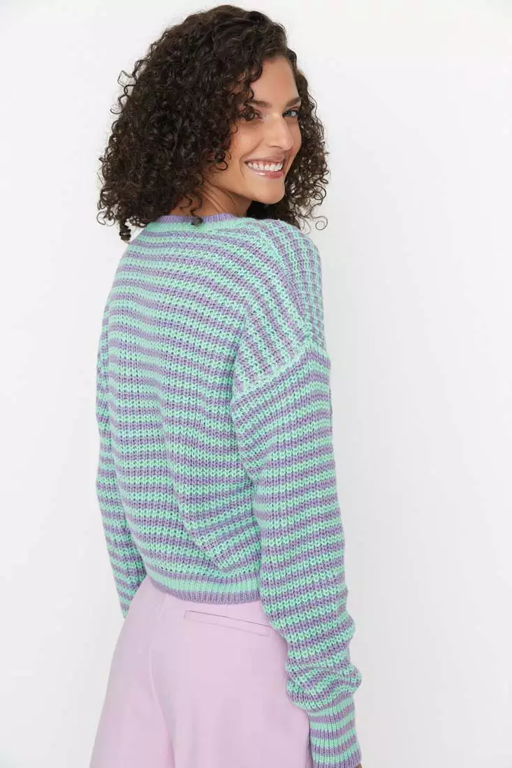 Crop Crew Neck Knit Sweater