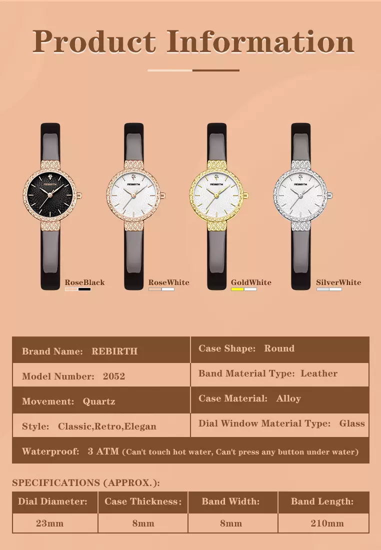 Jam Tangan Wanita Korea Original Anti Air Kuarsa Tali Kulit Jam Wanita Kecil Jam Tangan Cewek roseblack