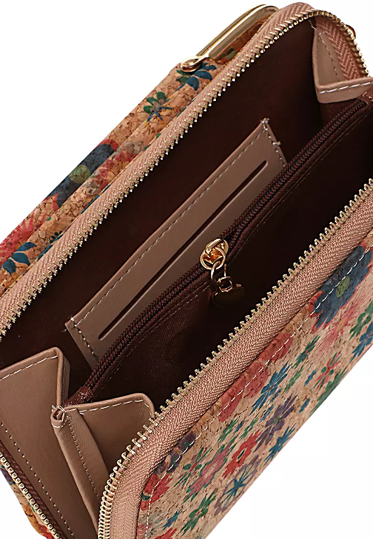 Tas Selempang Wanita Flower Dompet Sling Bag Multifungsi Many Slot Material Kulit Leather ORIGINAL