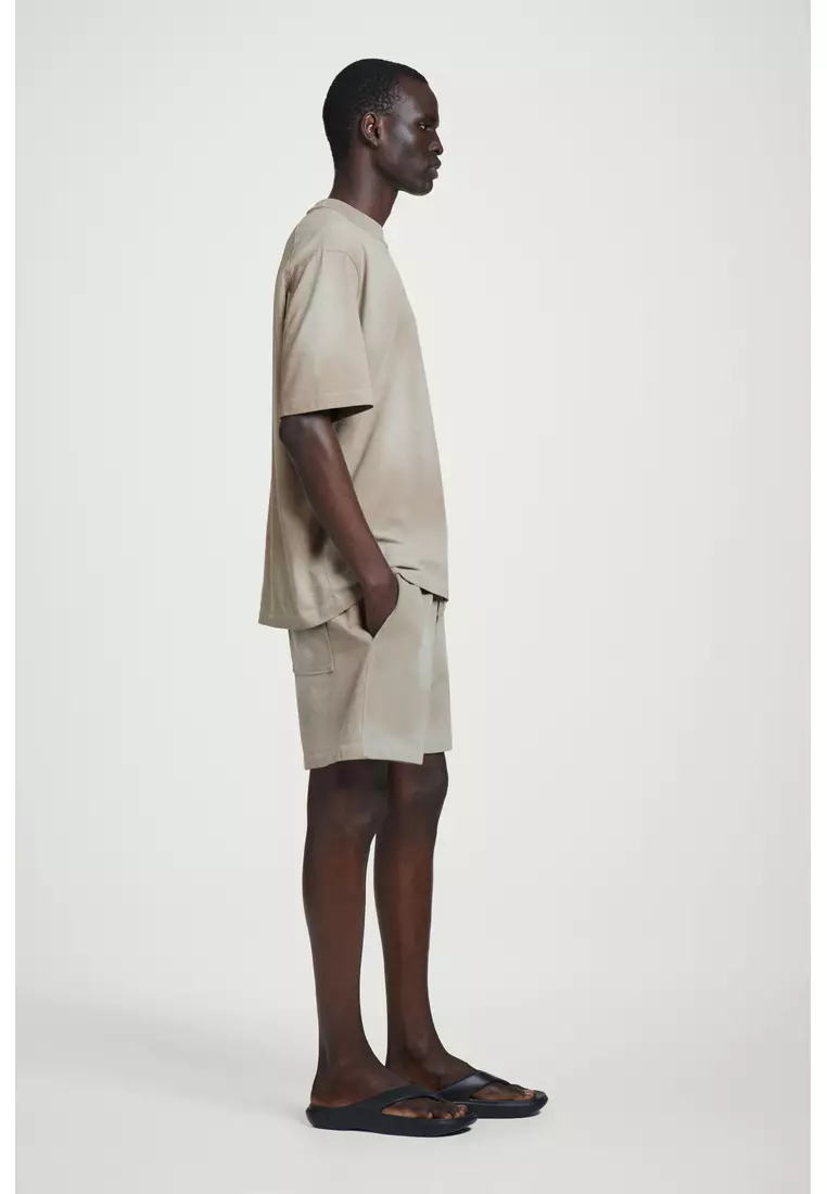 OVERSIZED WASHED-JERSEY MOCK-NECK T-SHIRT