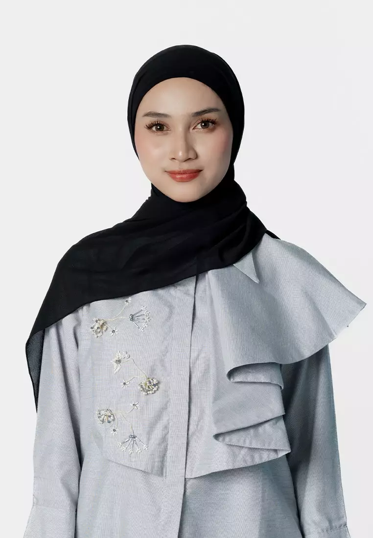 Jenna and Kaia - Ideline Pashmina 2.0 Raven - Pashmina Instan Premium