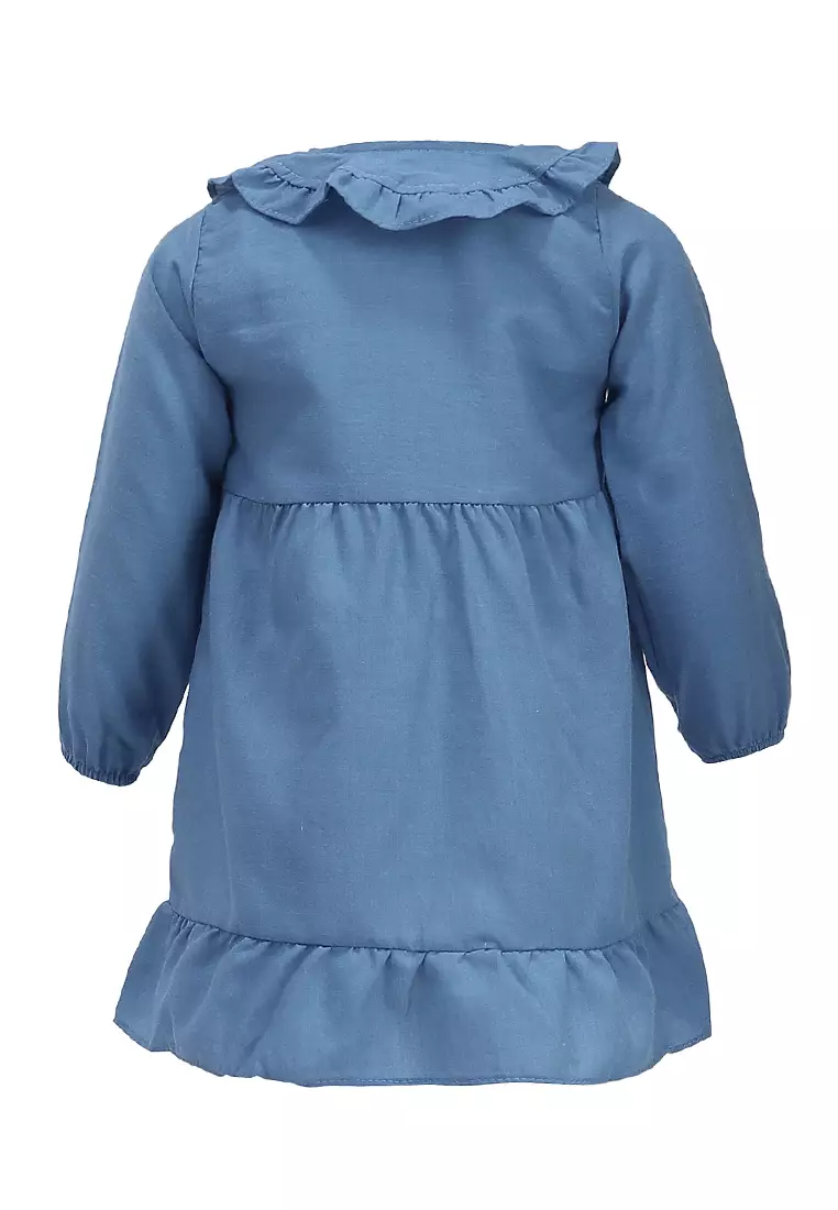 Bianca Dress Kasual Anak Perempuan Motif Polos Kids Tunik Lengan Panjang Material Cotton ORIGINAL - Turqish