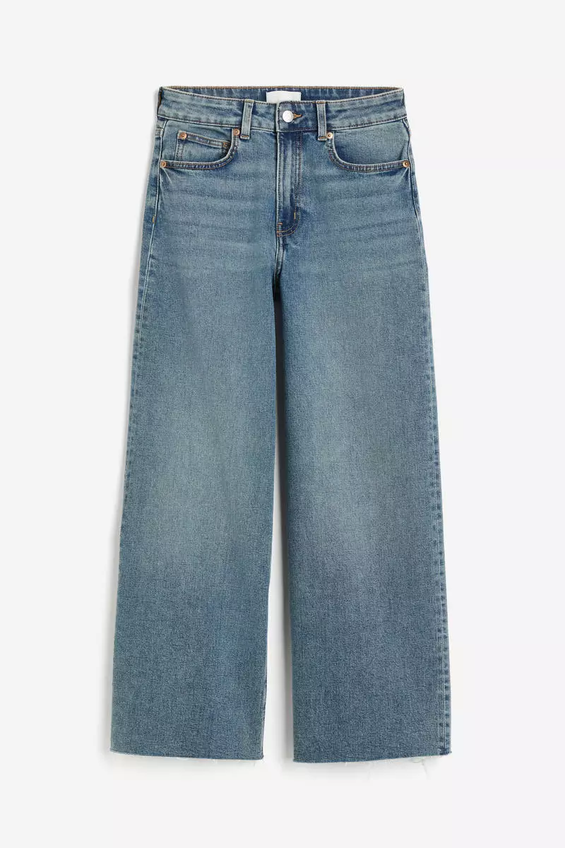 Buy H&M Wide High Ankle Jeans Online | ZALORA Malaysia