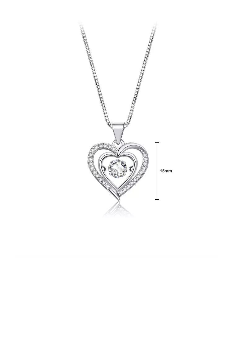 Fashion Simple Heart Pendant with Cubic Zirconia and Necklace