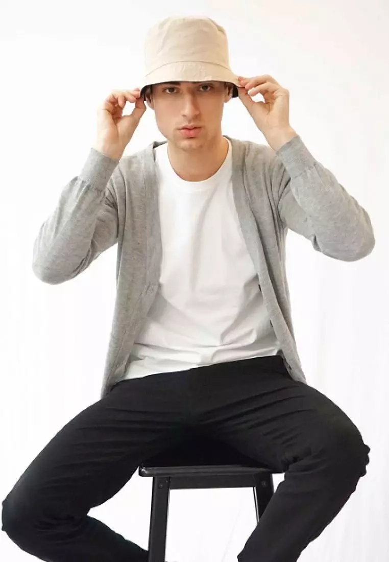 Houseofcuff Bucket Hat Topi Polos Bolak balik Hitam - Cream