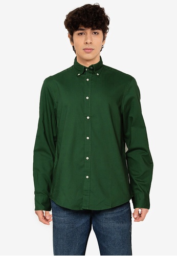 OVS green Piombo Cotton Button-Down Shirt 98086AA3ABF502GS_1
