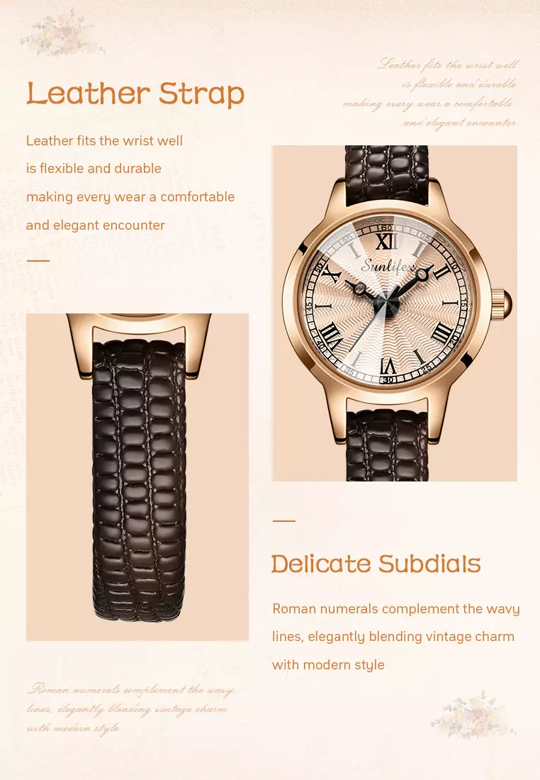 Jam Tangan Wanita Original 3342 Kuarsa Korea Elegan Tali Kulit Jam Tangan Cewek allbrown