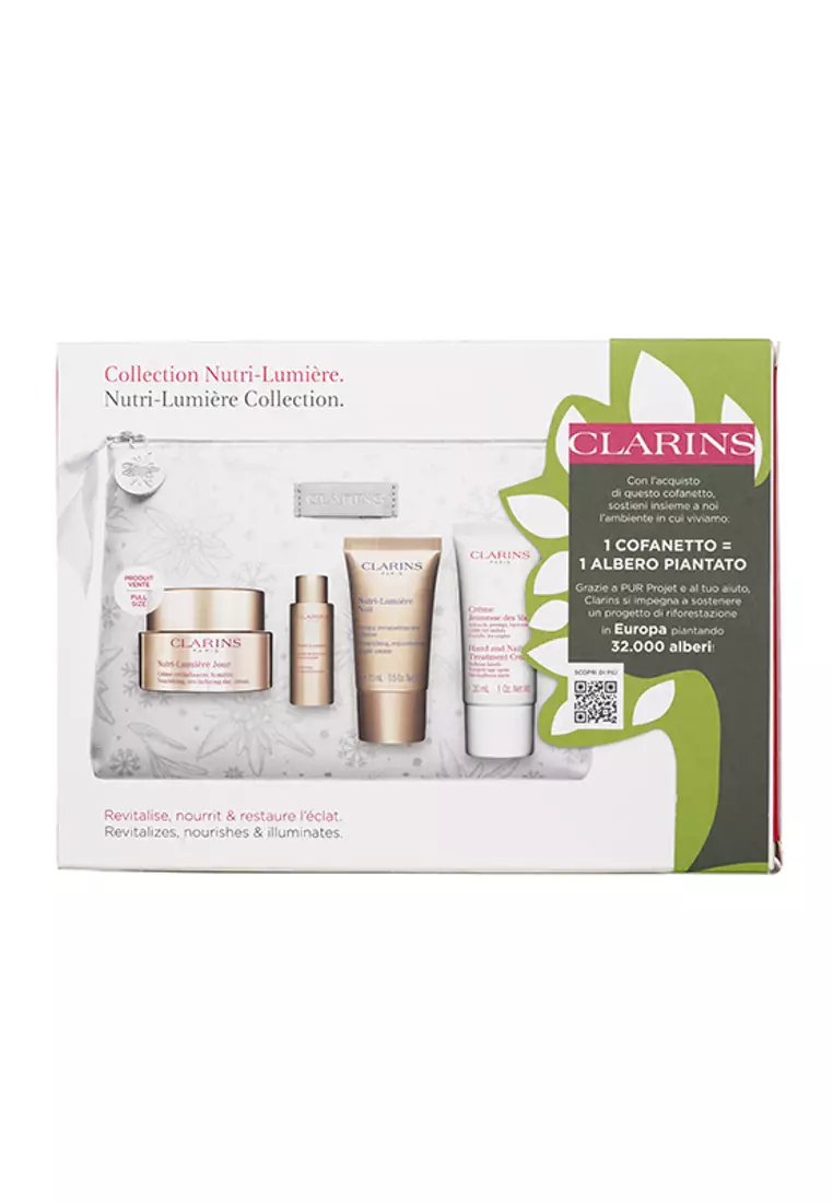 CLARINS - Nutri-Lumiere Collection: Day Cream 50ml+ Night Cream 15ml+ Treatment Essence 10ml+ Hand & Nail Treatment Cream 30ml+ Bag 4pcs+1bag