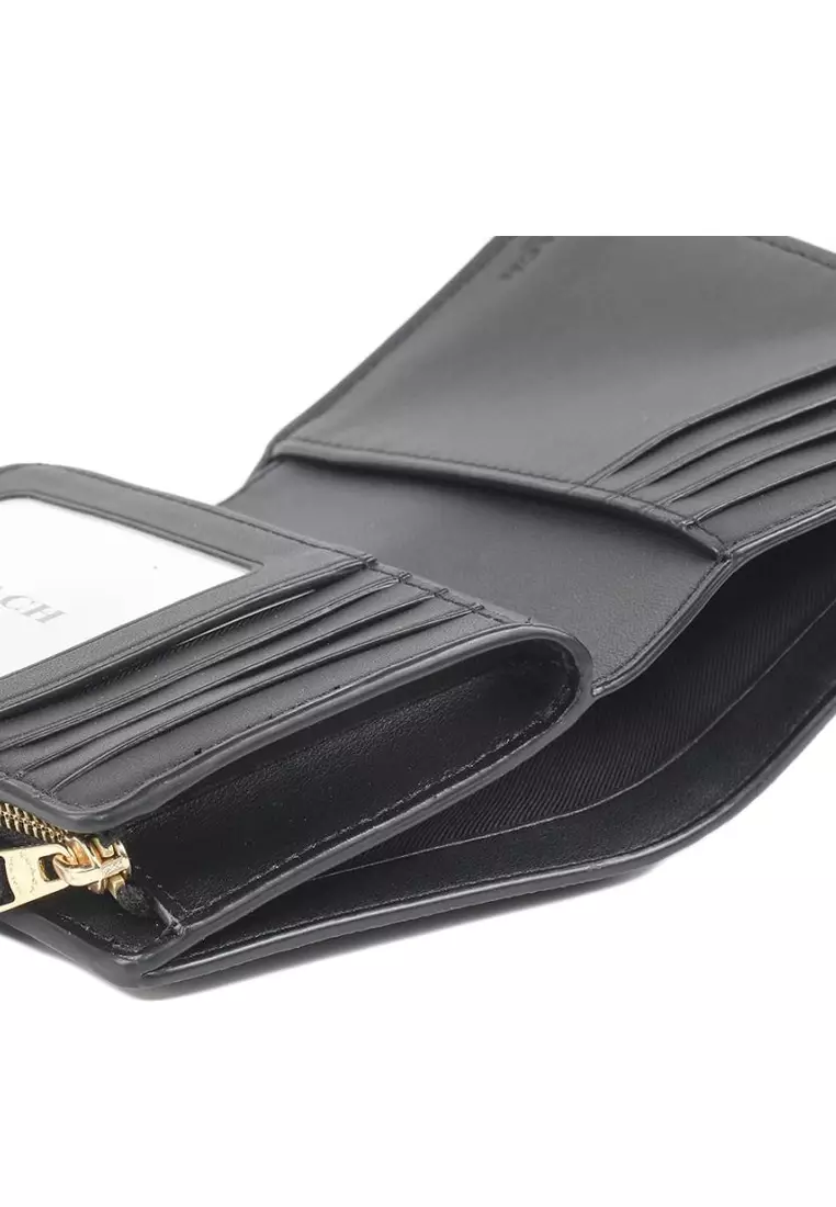 Medium Corner Zip Wallet In Signature Canvas - Walnut/Black