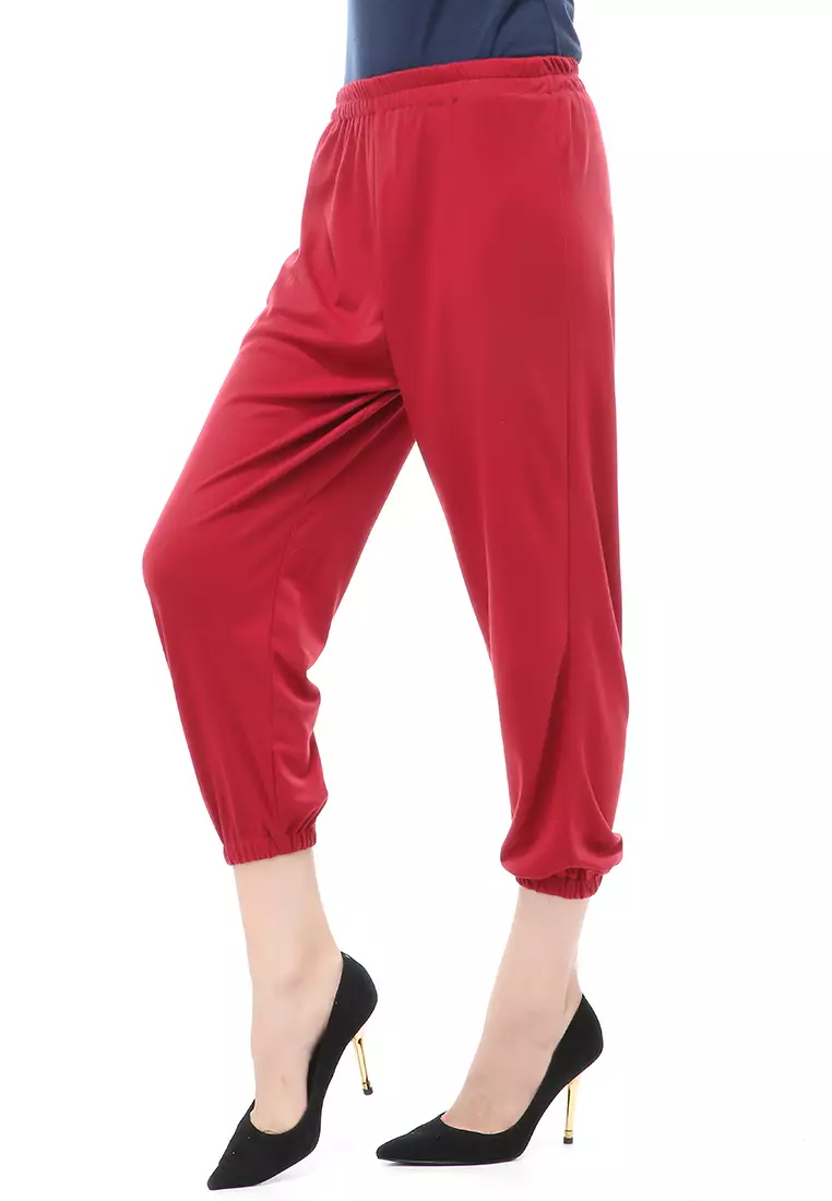 Nabila Legging Karet Muslimah Polos Bawahan Wanita Regular Fit - Maroon