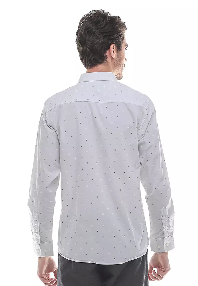 Johnwin - Kemeja Formal - Motif Corak - Putih - Reguler Fit