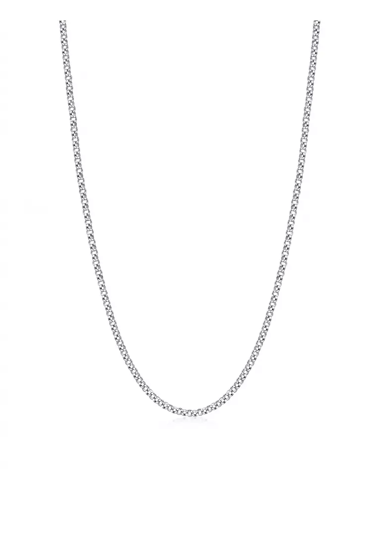 18K Solid White Gold Machinery Chain Necklace for Women 45cm 03820N