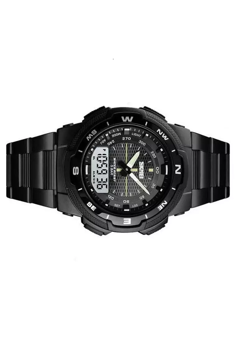Jam Tangan Kasual Digital Analog Pria Waterproof Many Function Strap Tali Material Stainless Steel II99 ORIGINAL