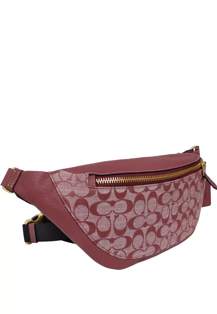 Mens Warren Belt Bag In Signature Chambray - Wine
