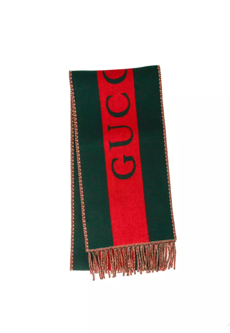 Gucci Web Jacquard Wool Scarf