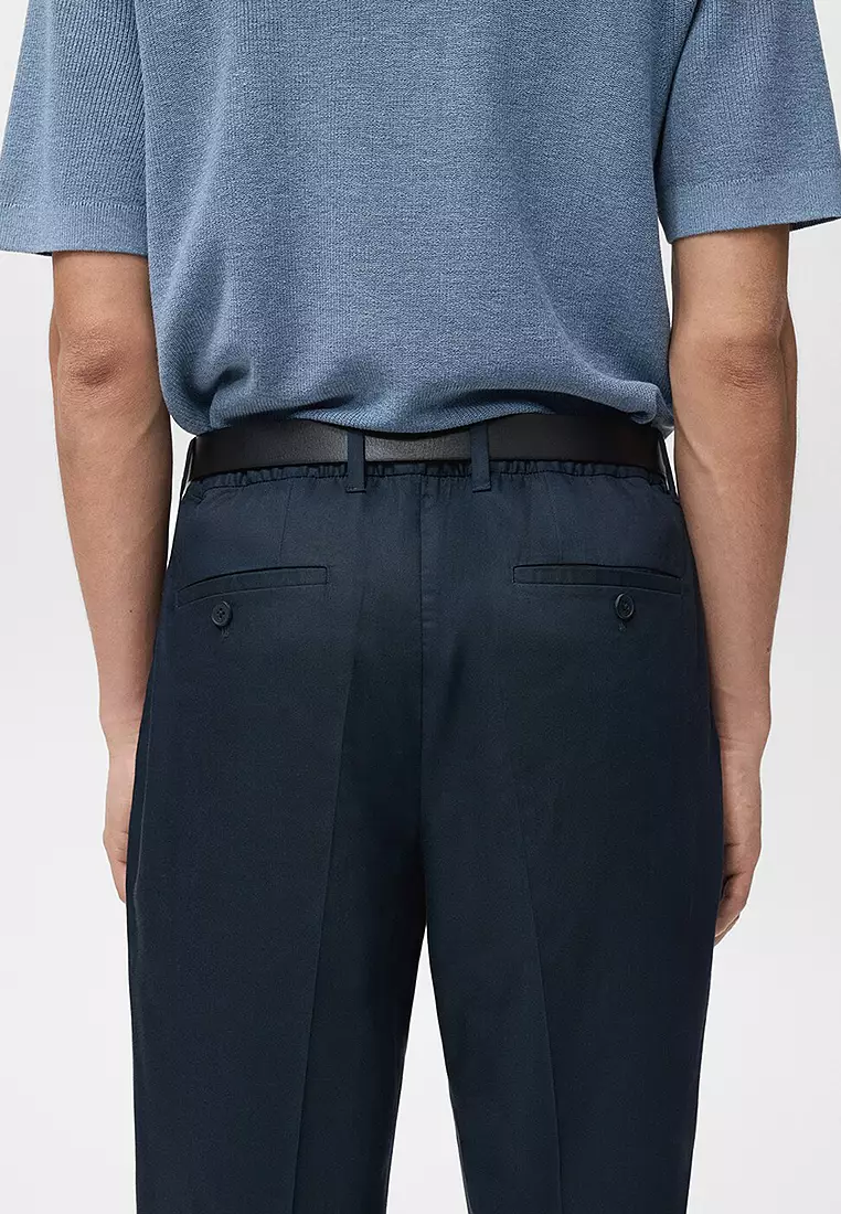 Regular-Fit Pleated Flowy Trousers