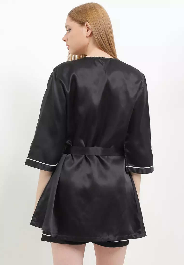 Piyama Pyjama Baju Tidur Satin Silk Kimono Sexy Seksi Tanktop Short Pants Sleepwear