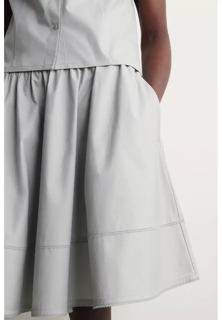 EMBROIDERED COTTON-POPLIN SKIRT