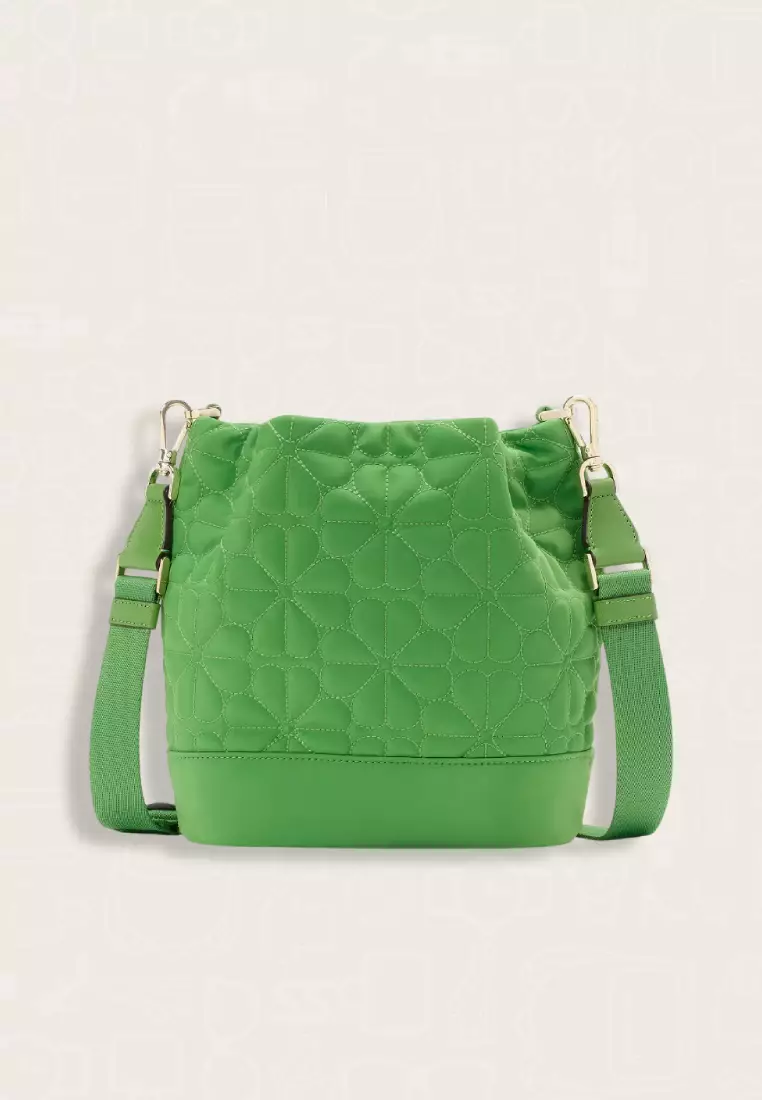 Kate Spade Spade Flower Quilted Fabric Bucket Bag Green