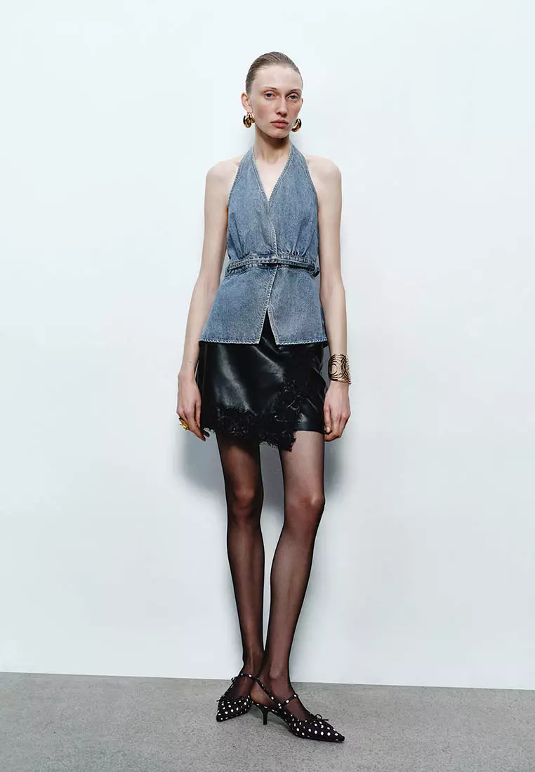 Halter Neck Denim Blouses